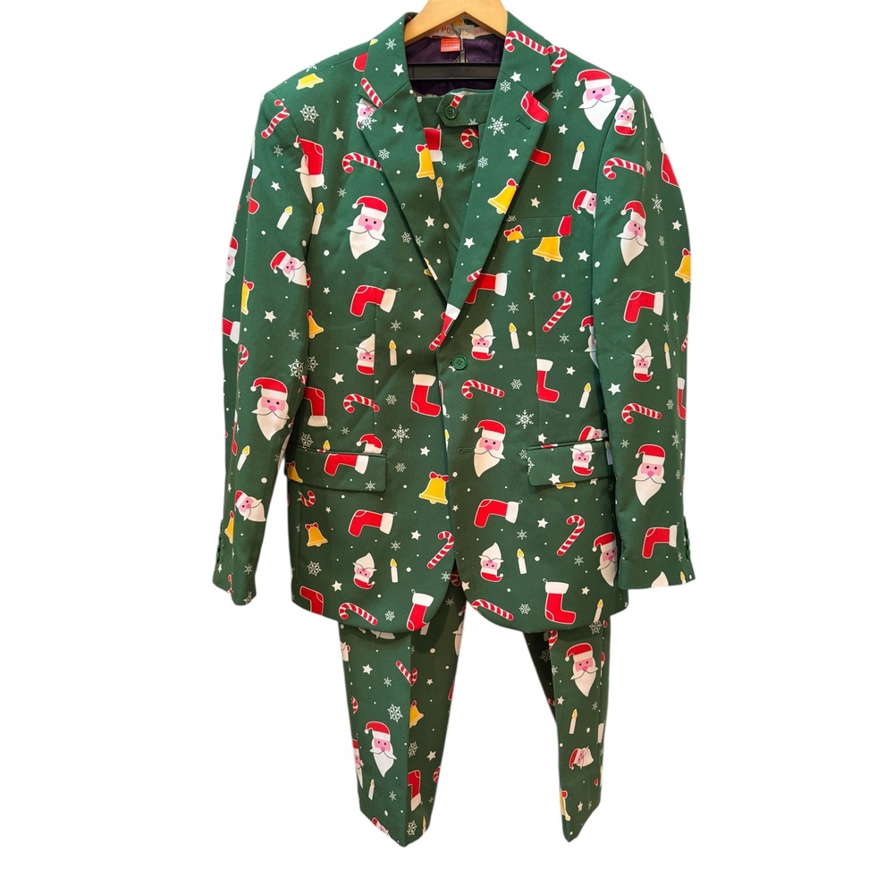 Opposuits‎ Christmas Santa Claus Candy Cane Bells Suit Sz 42